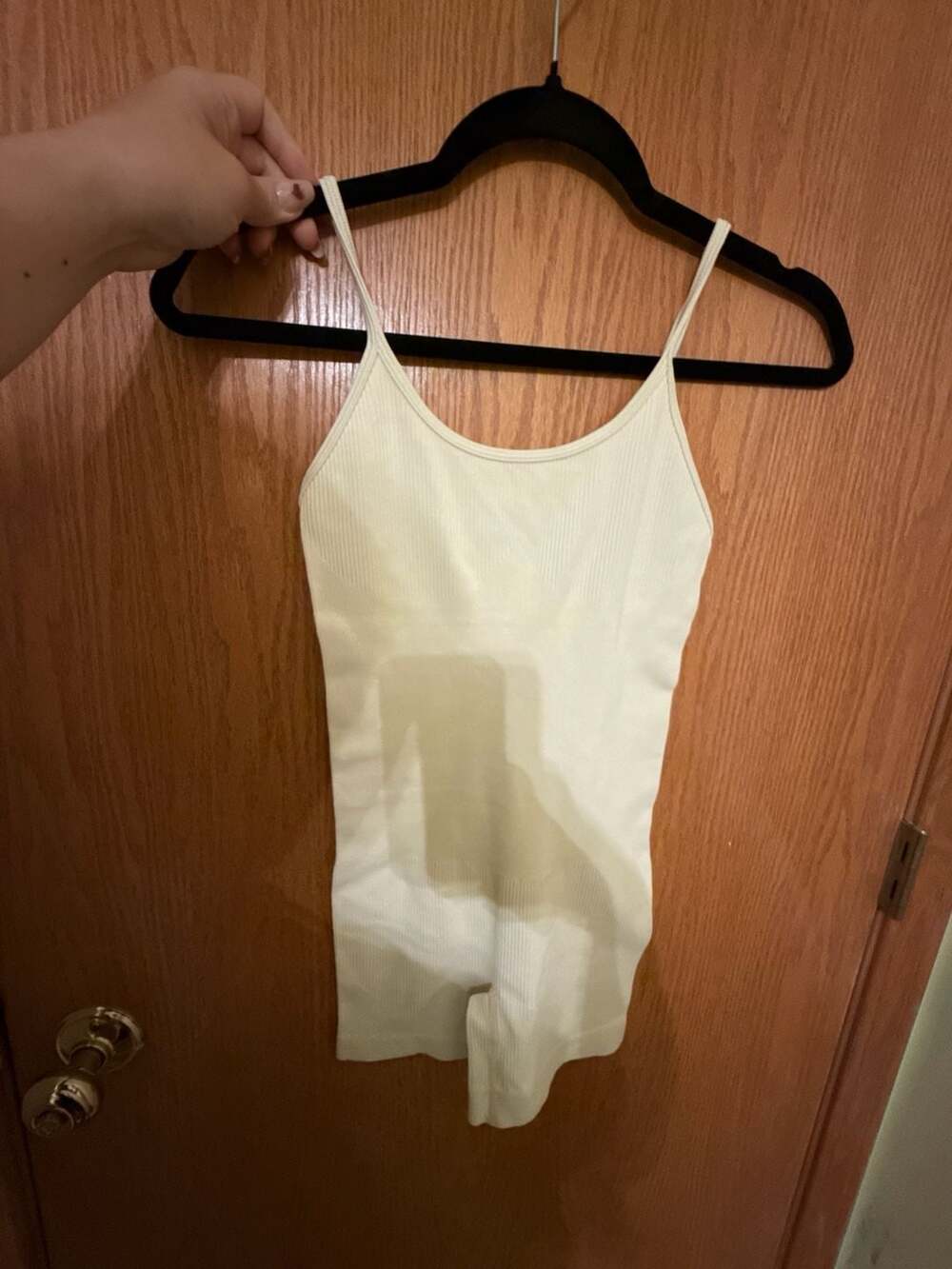 Amazon Essentials Ribbed Cami Bodysuit Size S Beige